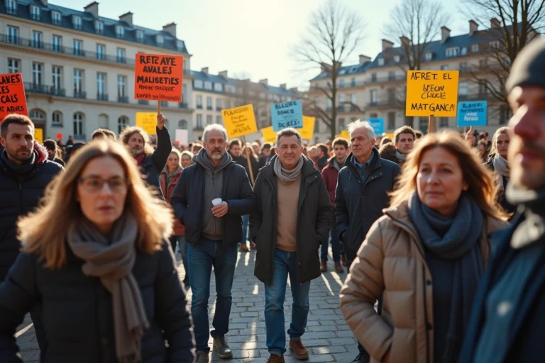 Rassemblement citoyen sur une place publique à Paris pour défendre la souveraineté et les libertés françaises